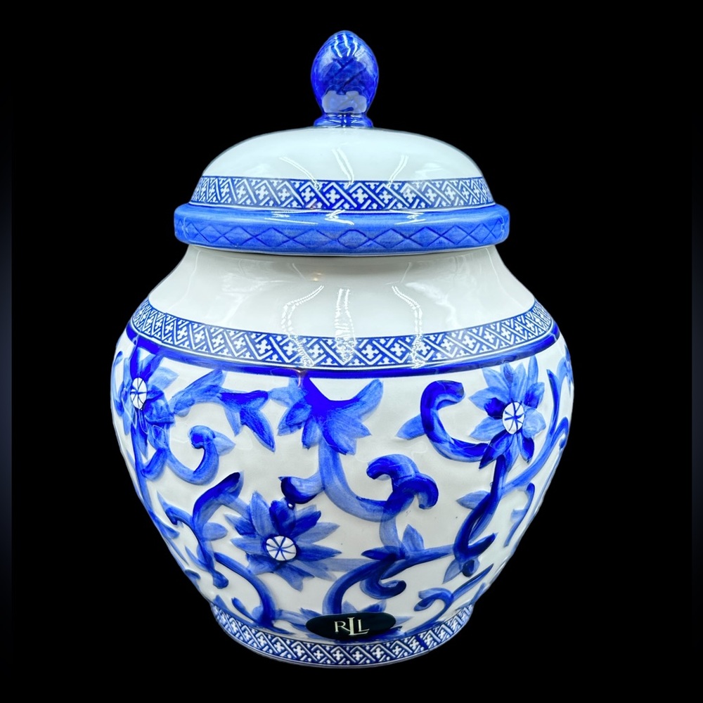 Ralph Lauren Mandarin Blue Canister Jar 12# Decorative Floral 🏺